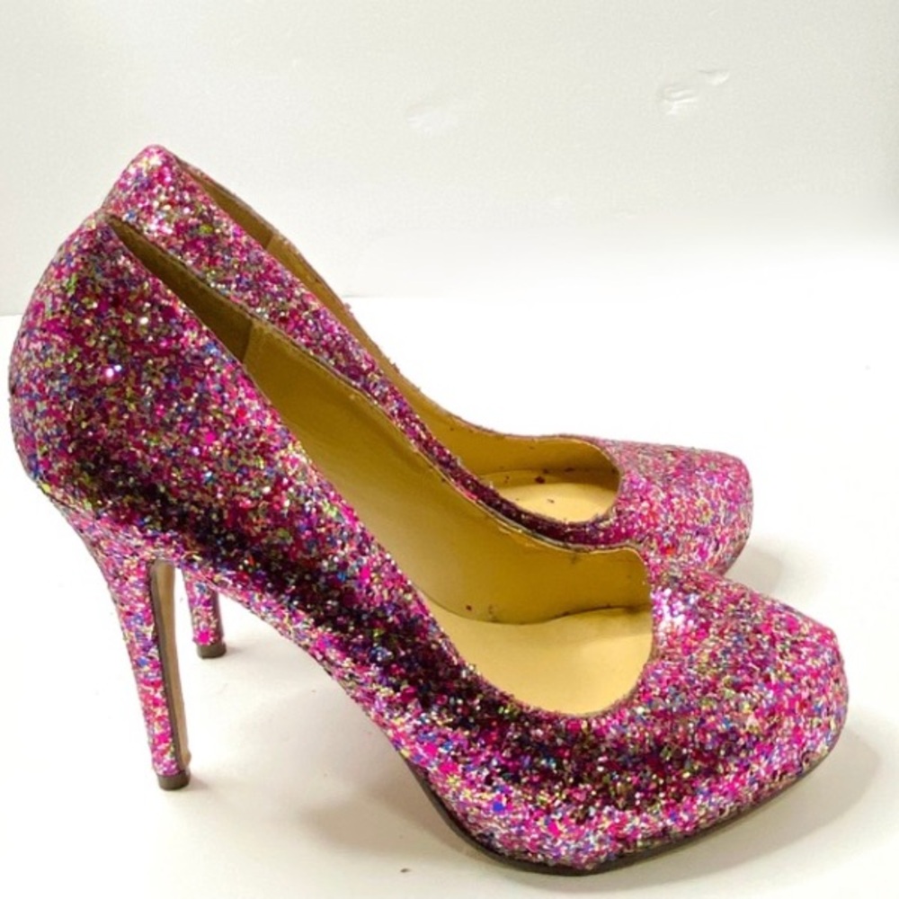 Michael Antonio Glitter Pink Stiletto Heels Size 7 NWT